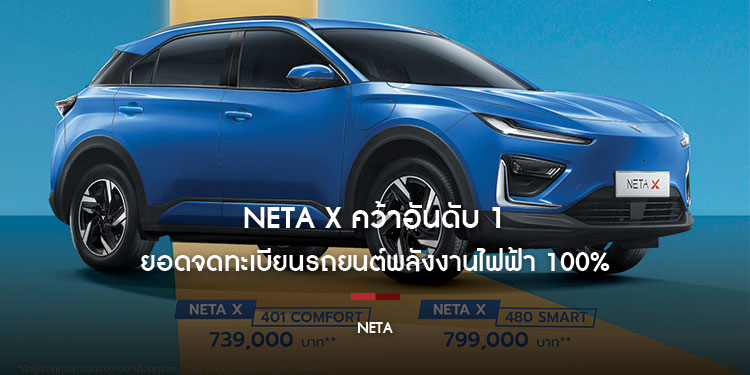 NETA X คว้าอันดับ 1 ยอดจดทะเบียนรถยนต์พลังงานไฟฟ้า 100% สไตล์ SUV  เดือนตุลาคม 2567