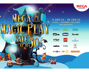 เมกาบางนา ชวนช้อปของขวัญโดนใจ สร้างเสริมจินตนาการของเด็กๆ  ในงาน “MEGA MAGIC PLAY” รับส่วนลดสูงสุด 50% วันที่ 9 – 19 มกราคม 2568 ณ ศูนย์การค้าเมกาบางนา